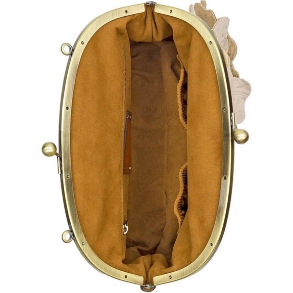 PATRICIA NASH ~ 3-D Leather Floral Appliqué Greige Crossbody w/Signature Lining - Picture 5 of 9